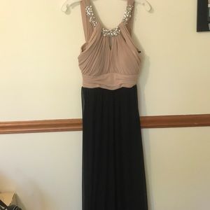 Black/nude long prom dress